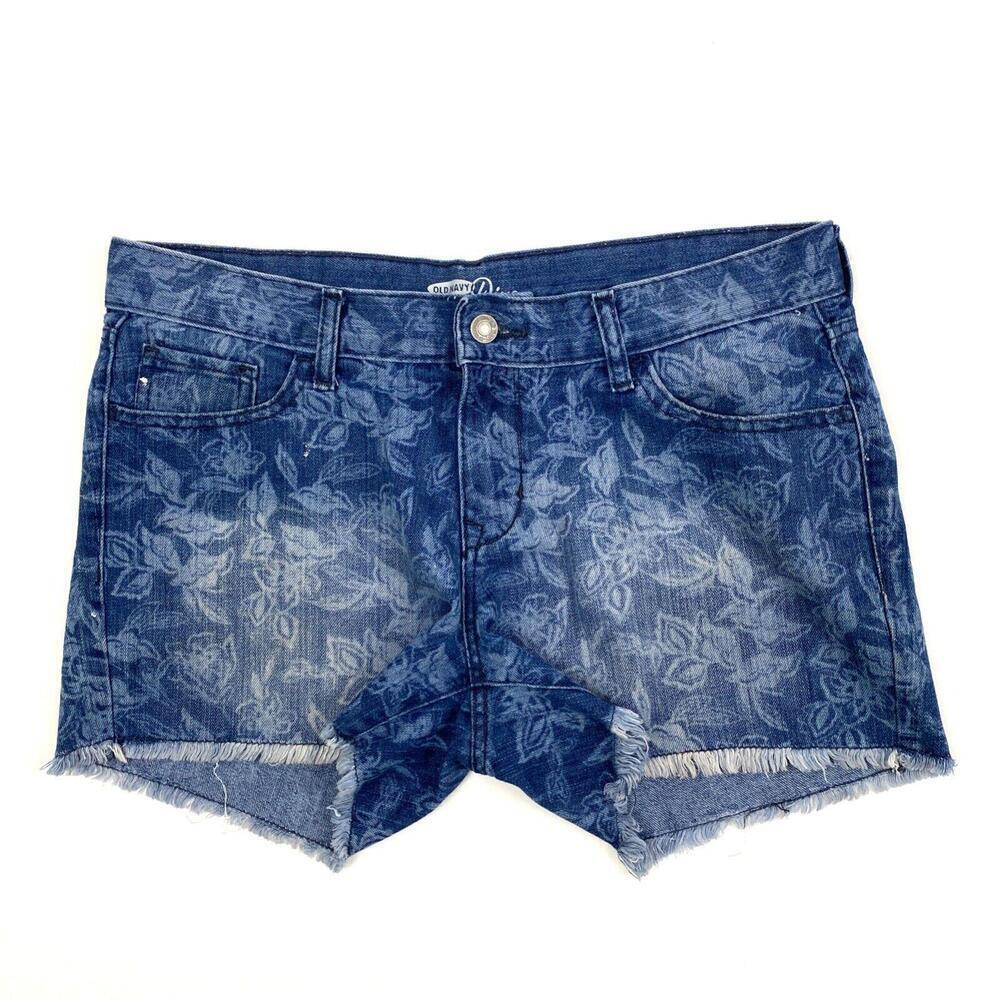 Old Navy The Diva Cut Off raw hem Women's size 8 Floral Print Denim Jean Shorts
